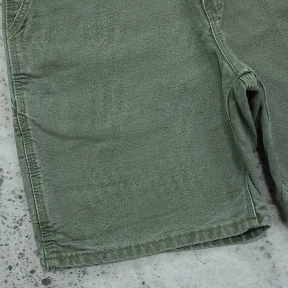 Vintage Y2K Faded Green Carhartt Carpenter Shorts B25 MOS 33x7.75 - Picture 9 of 14